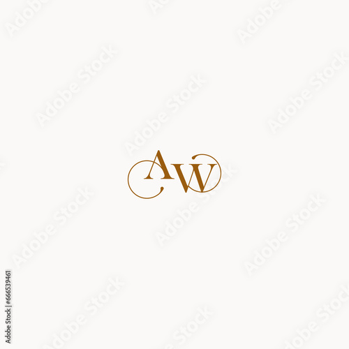 Fotografía initial logo letter AW luxury design with elegant line concept