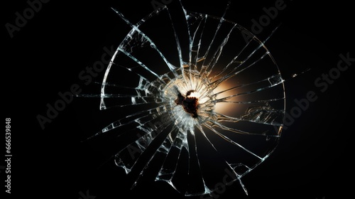 Bullet hole glass abstract background - crime gun shot