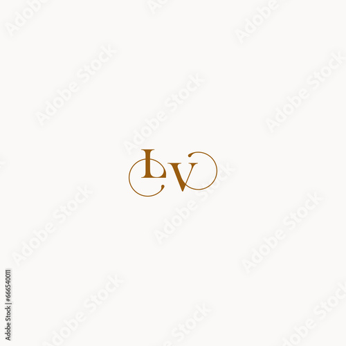 initial logo letter LV luxury design with elegant line concept