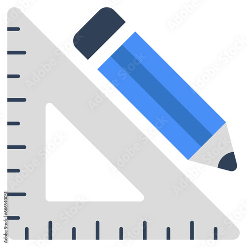 A flat design icon of protractor scale 