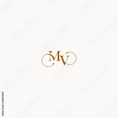 initial logo letter MV luxury design with elegant line concept