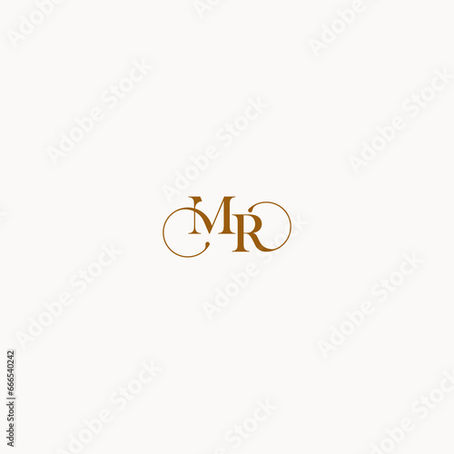 initial logo letter MR luxury design with elegant line concept