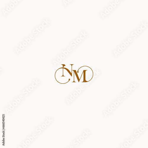 initial logo letter NM luxury design with elegant line concept