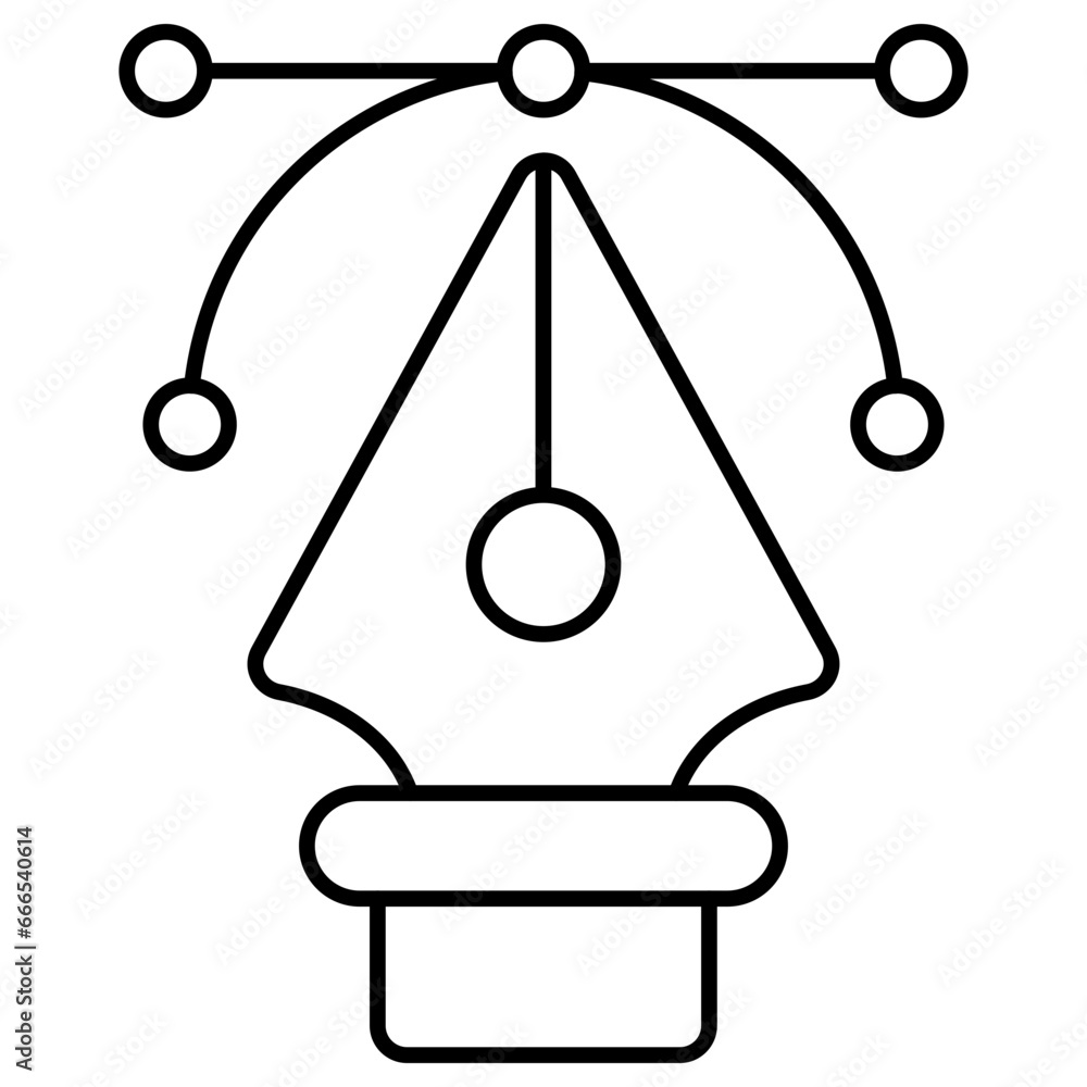 Pen with nodes, bezier tool icon Pen with nodes, bezier tool icon