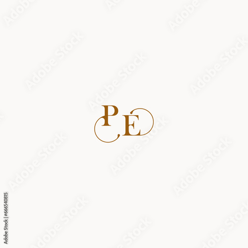initial logo letter PE luxury design with elegant line concept
