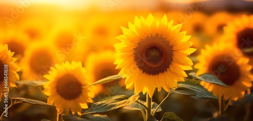  Sunflower Field Bathed in Sunlight  Radiating Nature s Joy  generative Ai