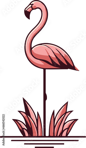 Simple flat design vector illustration of pink flamingo for logo, symbol, sticker, tattoo t-shirt design