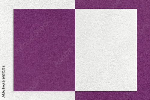 Texture of white and violet paper background with geometric shape and pattern, macro. Craft purple cardboard