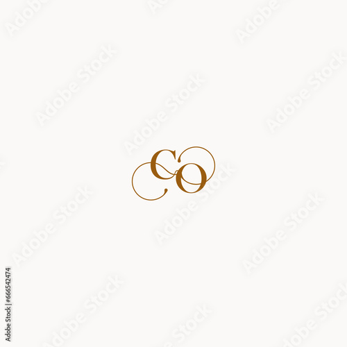 luxury design CO letter initial logo with elegant line concept