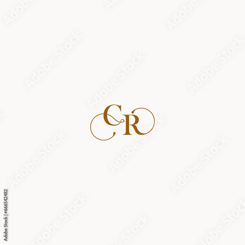 luxury design CR letter initial logo with elegant line concept
