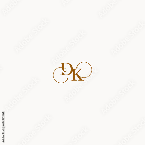 luxury design DK letter initial logo with elegant line concept