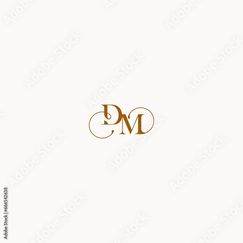 luxury design DM letter initial logo with elegant line concept