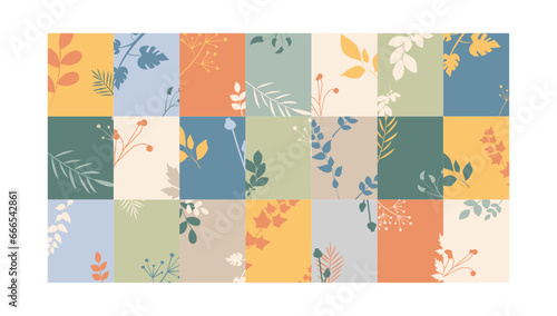 Set of floral colour cards. Modern design.