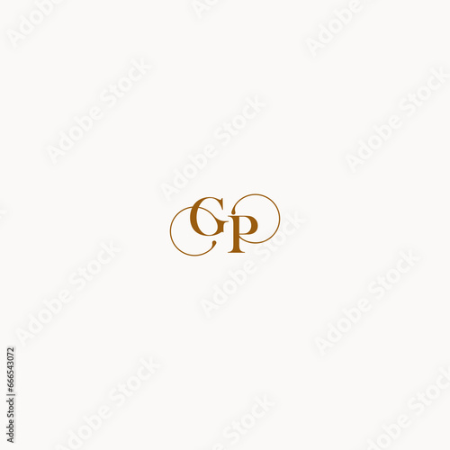 luxury design initial logo with elegant line concept letter GP