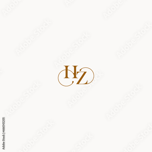 luxury design initial logo with elegant line concept letter HZ photo