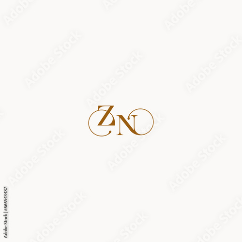 ZN with elegant line concept letter luxury design initial logo