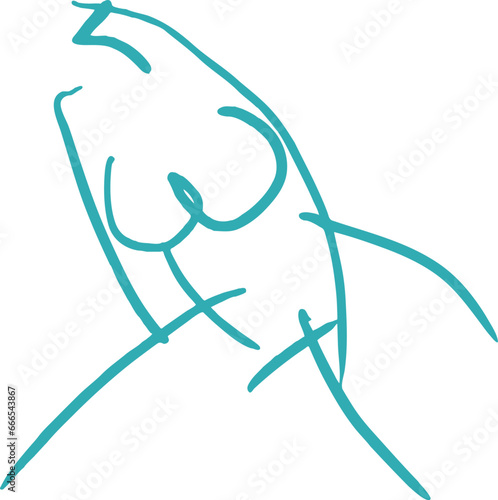 Abstract woman body expressive illustration. Decorative vector element for logo design, spa, beauty salon , medical health or fitness centre, poster. Hand drawing. Lady posing nude.
