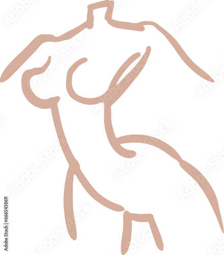 Abstract woman body expressive illustration. Decorative vector element for logo design, spa, beauty salon , medical health or fitness centre, poster. Hand drawing. Lady posing nude.
