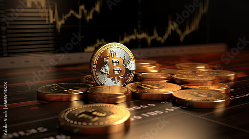 bitcoin in a trading graph, coins with financial indicators