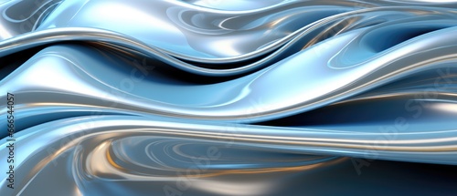 3D background featuring glistening silver liquid metal, as if it were a river of molten silver, reflecting the world in its shimmering surface.
