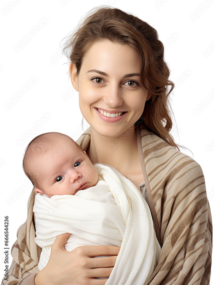 Mother with her newborn baby in transparent background Mother with her newborn baby in transparent background