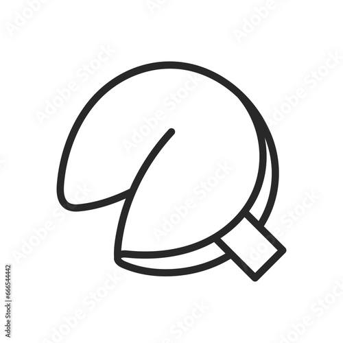 Fortune Cookie Icon. Vector Linear Illustration of Traditional Chinese Treat with Hidden Messages of Luck, Wisdom, and Destiny. Symbol for Mystery, Insight, and Cultural Traditions.