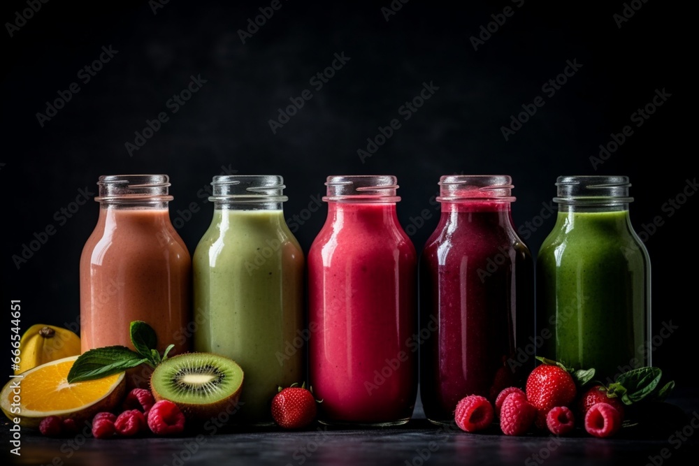 bottle of juice and fruits generated by AI bottle of juice and fruits generated by AI