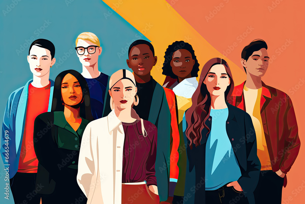 Illustration of diverse individuals representing Generation Z. The ...