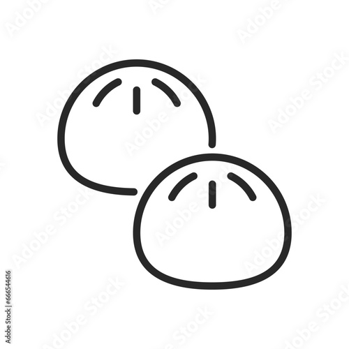 Steamed Bun Icon. Vector Linear Illustration of Asian Bambao, Chinese Dumplings - Perfect for Food, Bakery, and Street Cuisine Representations. Dim Sum Isolated Sign.