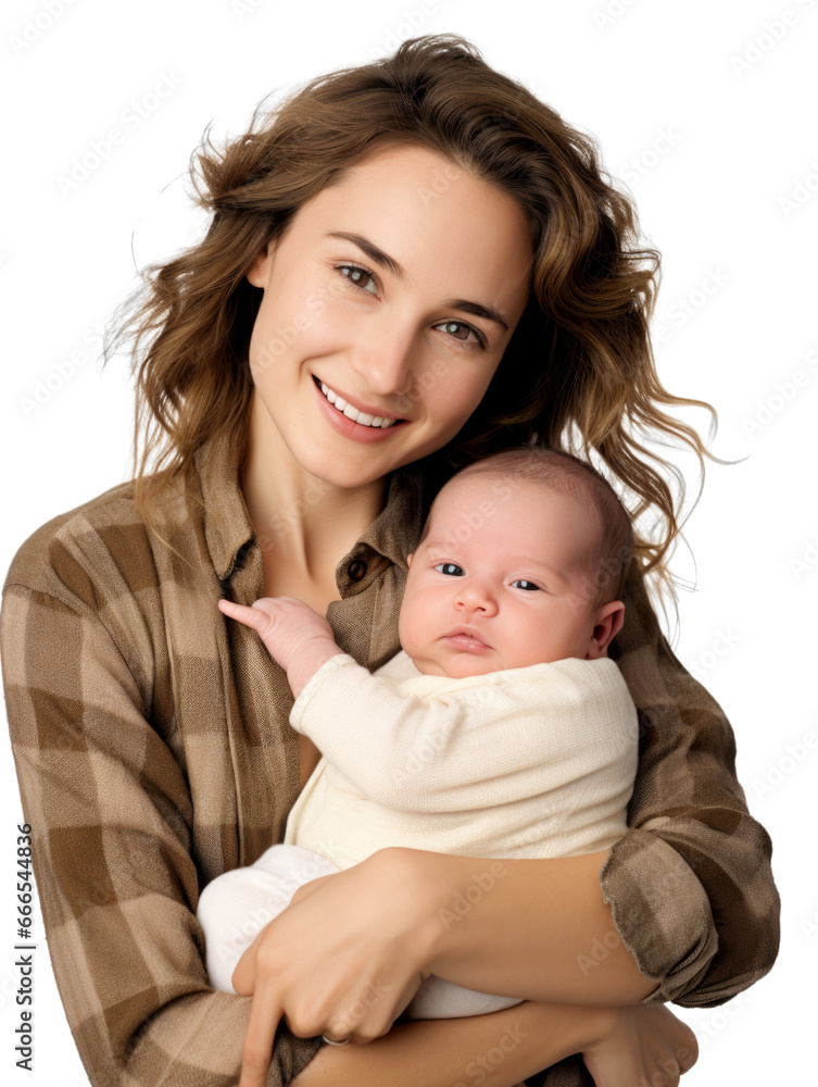 Mother with her newborn baby in transparent background Mother with her newborn baby in transparent background