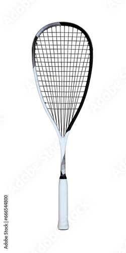 Cutout of an isolated white squash racket with the transparent png 