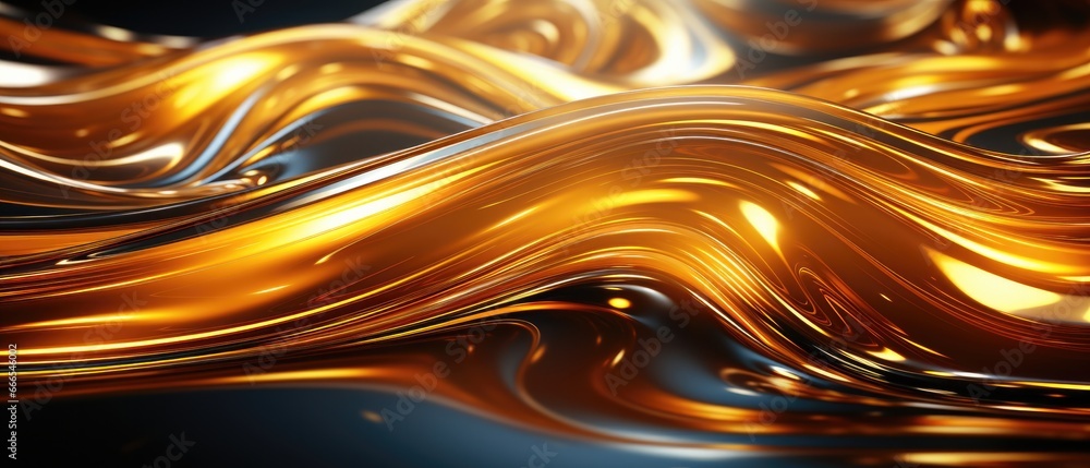 3D background featuring lustrous gold liquid metal, resembling a river ...