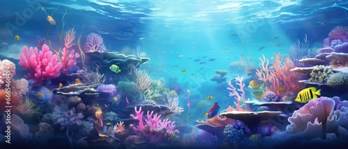 Coral reef and fish underwater abstract background marine ecosystem underwater sea view © ArtStockVault