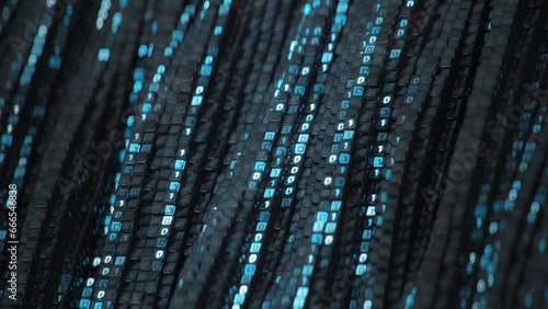 Blue digital binary data 3D...