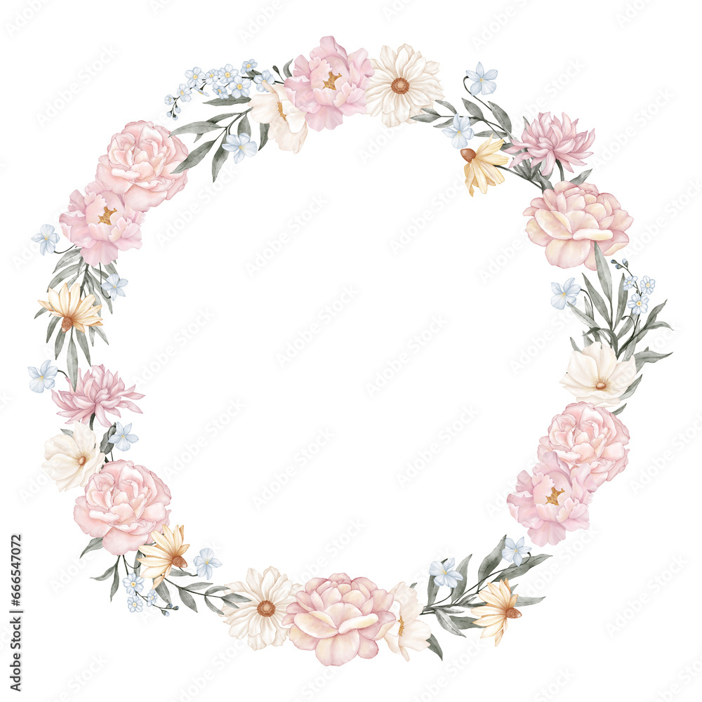 round wreath with pink flowers round wreath with pink flowers