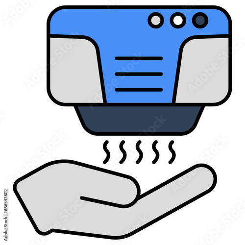 Conceptual icon of air hand dryer machine