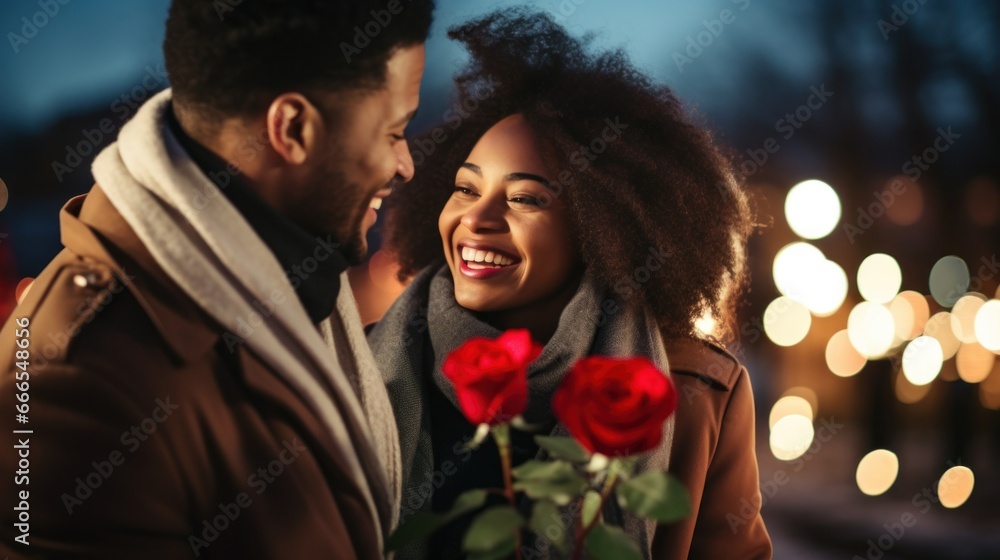 A couple has happy moments at dusk A couple has happy moments at dusk