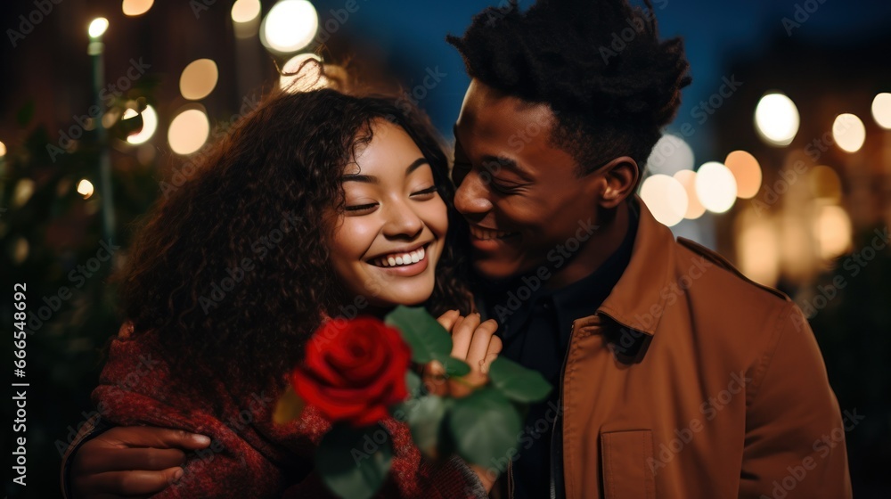 A couple has happy moments at dusk A couple has happy moments at dusk