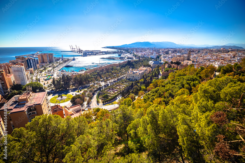 Malaga panoramic aerial view from the hill