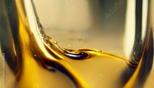 Olive or engine oil splash with waves luxury.