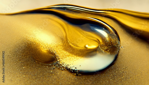 Olive or engine oil splash with waves luxury.