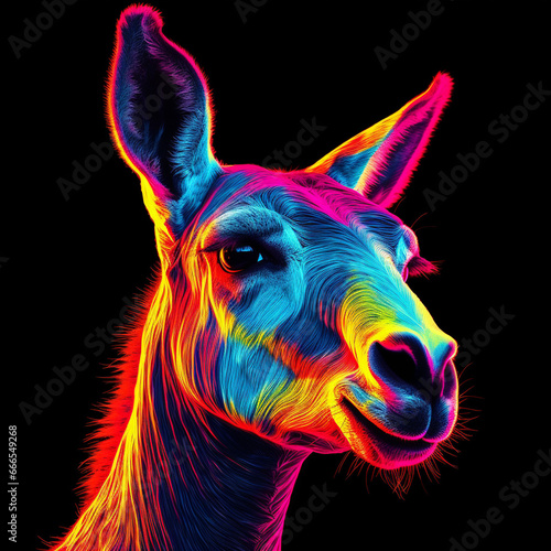 portrait of a donkey neon generated by ai