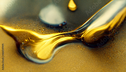 Olive or engine oil splash with waves luxury.