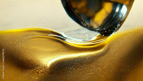 Olive or engine oil splash with waves luxury.