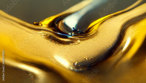 Olive or engine oil splash with waves luxury.