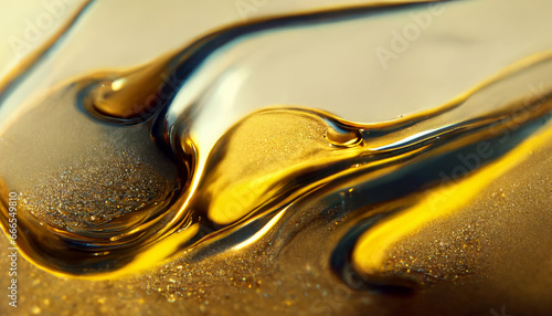 Olive or engine oil splash with waves luxury.