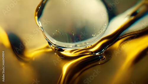 Olive or engine oil splash with waves luxury.