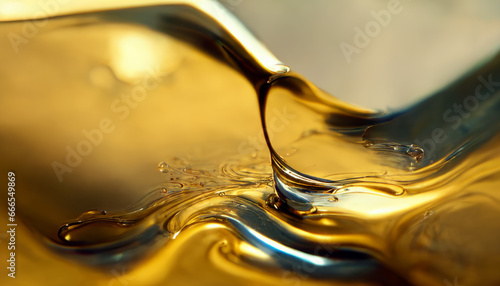 Olive or engine oil splash with waves luxury.