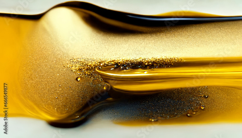 Olive or engine oil splash with waves luxury.