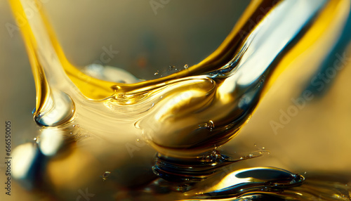 Olive or engine oil splash with waves luxury.